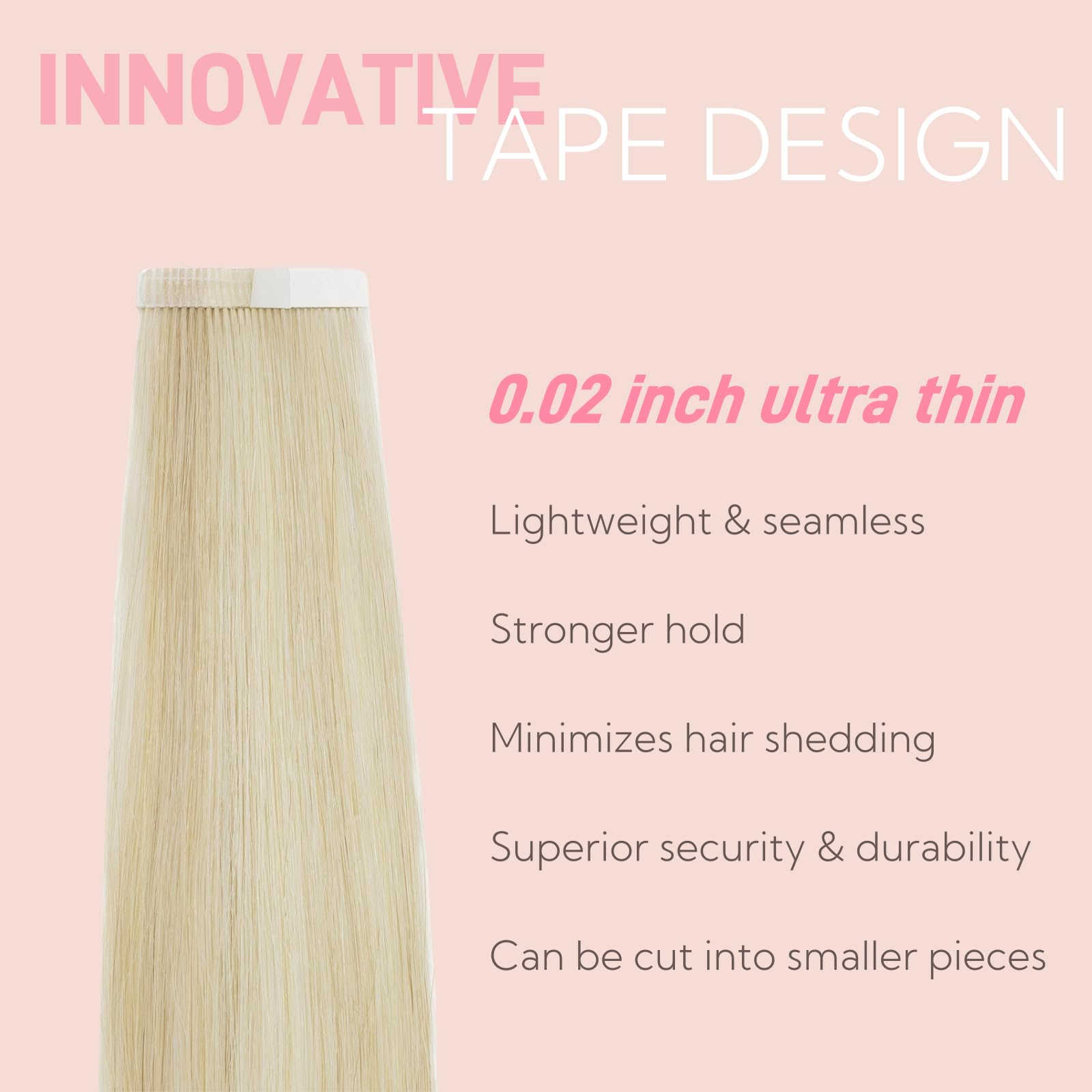 FUOTONBUTY Extension Capelli Veri Biadesivo Doppia Cucitura, Extension Biadesive Capelli Veri, Capelli Umani Lisci 20pcs