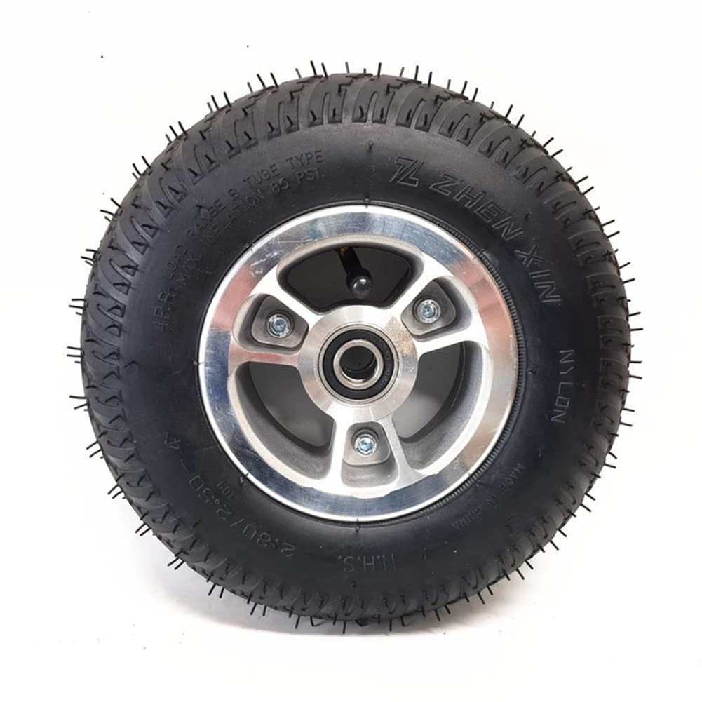 LekLai Piezas de Repuesto de Ruedas Delanteras de 9 Pulgadas para Sillas de Ruedas Eléctricas, Conjunto de Ruedas de Ruedas Neumáticas, Rodamientos de 15 Mm, 2 Piezas/Black/9In