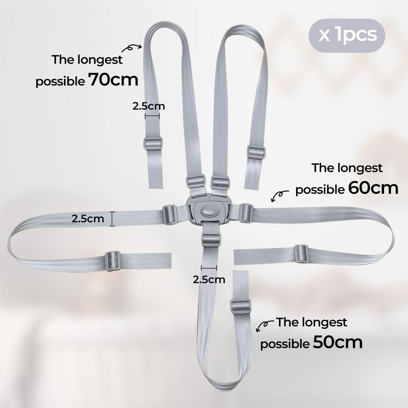 Ceinture De Sécurité pour Chaise Haute 1 Pièce, Ceinture De Sécurité À Cinq Points, Ceinture De Sécurité De Remplacement, Ceinture De Sécurité pour Poussette Réglable, Poussettes