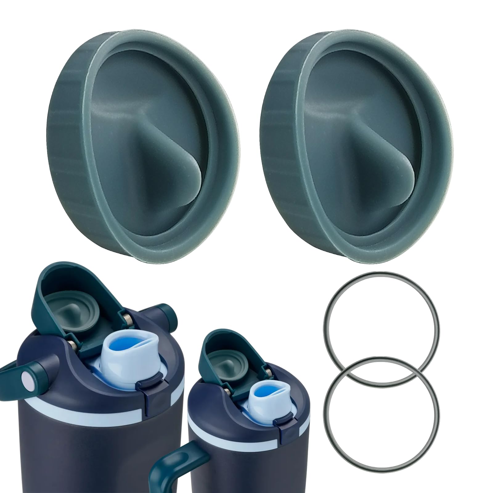 Leak-Proof Silicone Stopper and Gasket Rings Set for Owala FreeSip Sway 30oz 40oz Tumbler 40oz,Food-Grade Silicone,10Colors, Includes 2 Mouthpiece