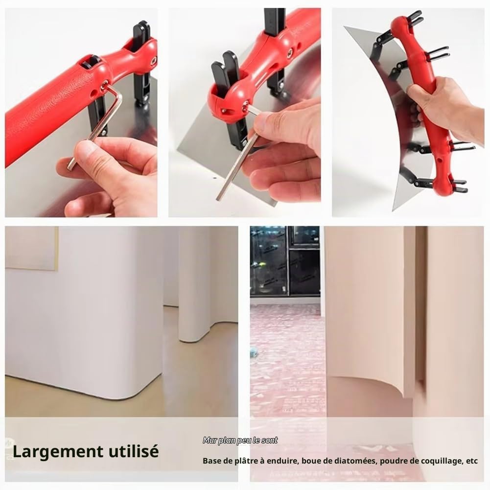 Grattoir à Arc Réglable pour Cloisons Sèches, Truelle à Mastic, Couteau de Finition, Truelle à Peinture Multifonction, Couteau de Maçon