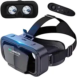 Óculos de Realidade Virtual VR 3D com Controle Bluetooth, Visão 360° Imersiva, Compatível com Smartphones de até 7,2 Polegadas