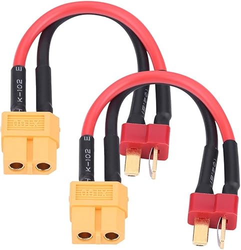 Miniatura 8 de Alomejor 2 cables de conector adaptador de enchufe T 14AWG con cable de 3.9 in para cargador RC (enchufe T macho a hembra)