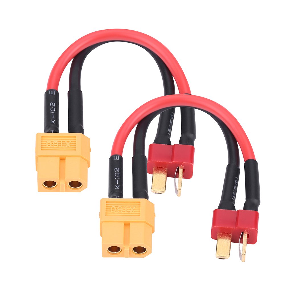 2Pcs to T Plug Adapter Connector Cables, 10cm Male to Female, 4 Types RC Accessory for Charging Set Up (T plug male to female)