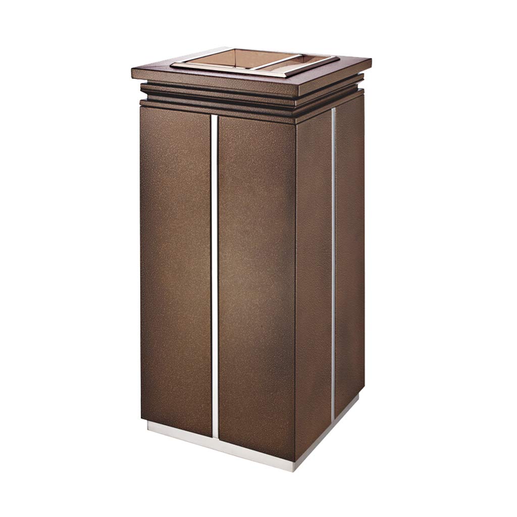 Trash Can Even with Ashtray Stainless Steel Marble Hotel Lobby Elevator Vertical Rubbish Bin,Top Opening Design, Stainless Garbage Enclosure