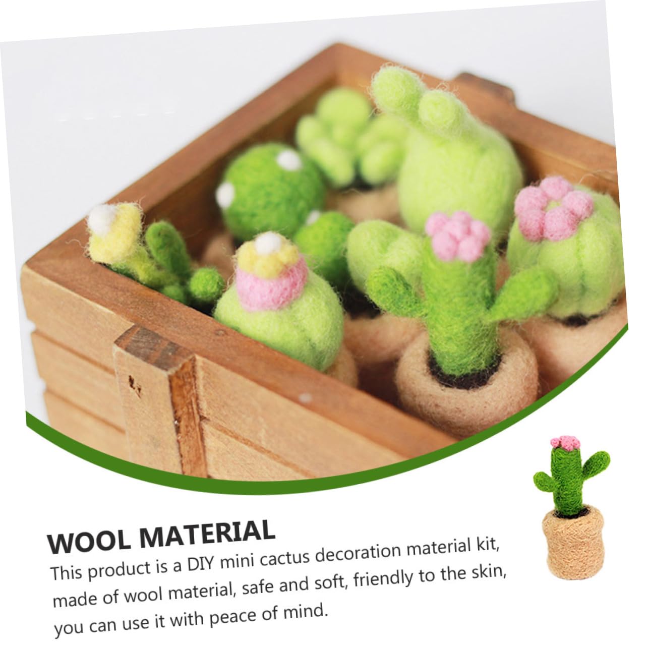 HOMSFOU 8Pcs Cactus Needle Felting Kit DIY Wool Felting Starter for Decoration Fun Craft Project for Adults Easy to Use Materials