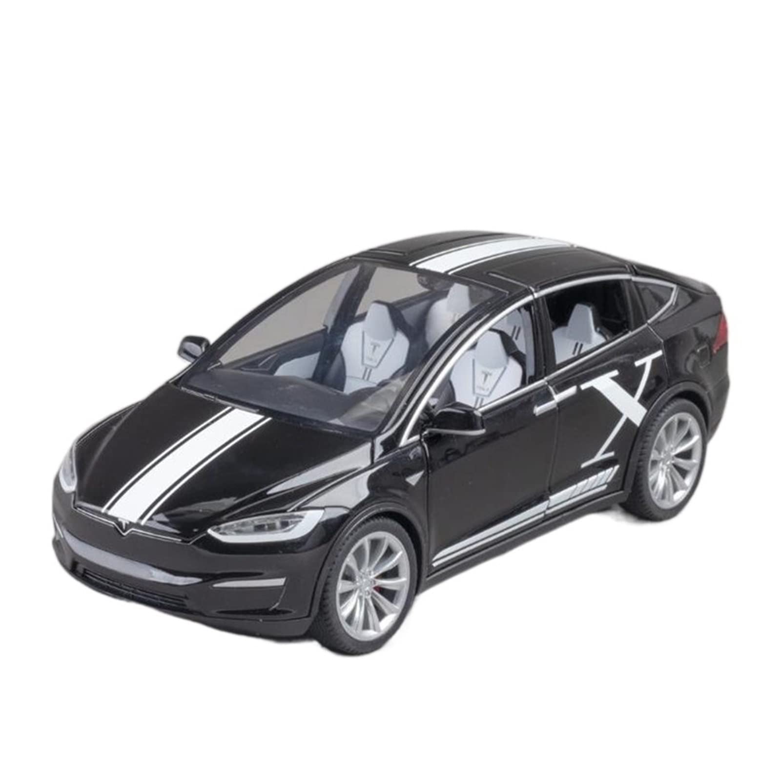 Gotowy model samochodu w skali 1:20 Diecast Zabawki Samochody Dla Tesla MODEL X Model Samochodu Stopu Ozdoba Zabawki Prezenty Kolekcjonerskie Pamiątki Miniaturowa replika samochodu(Black)
