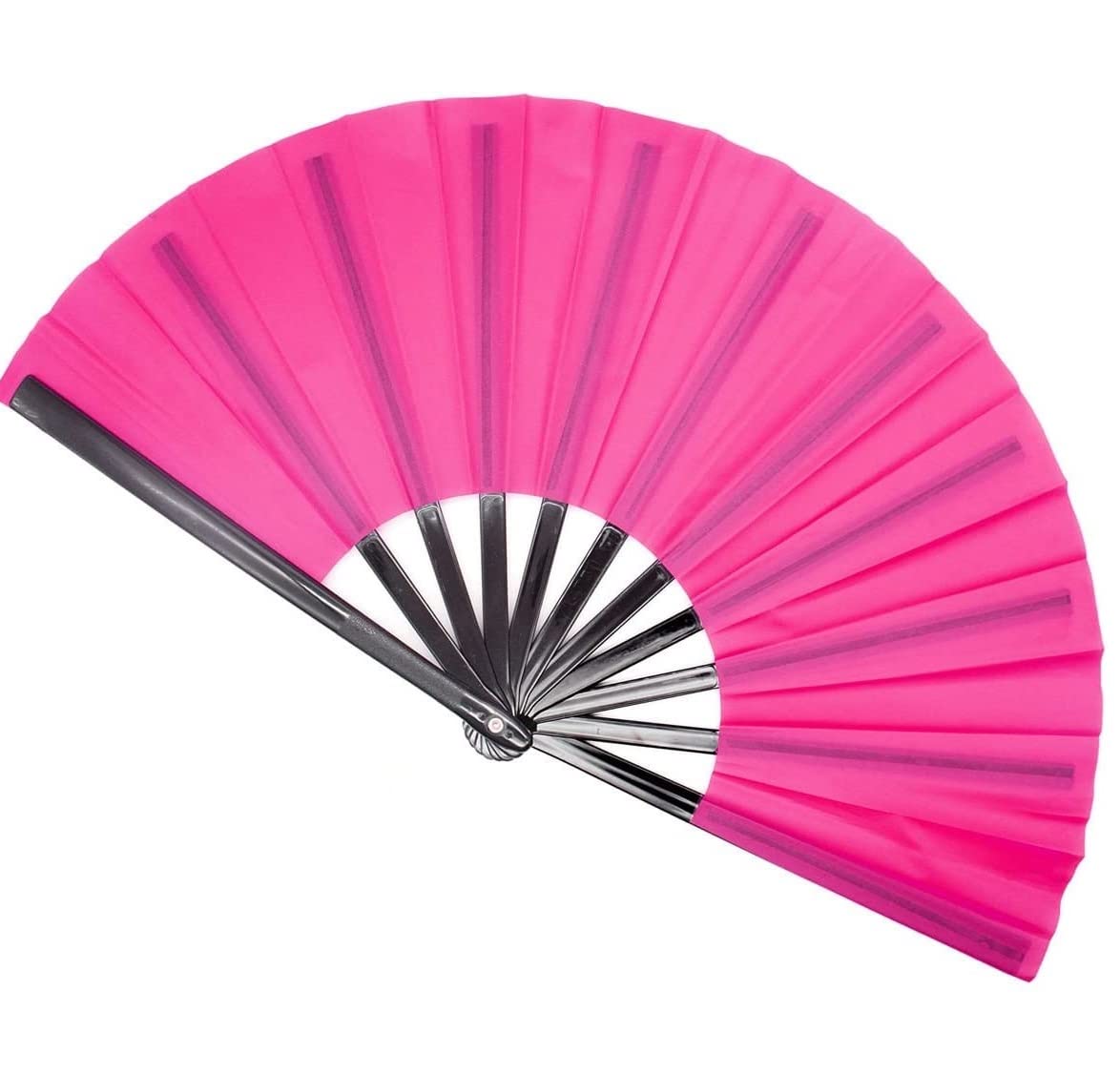 1SourceTek Large Folding Fan Nylon Cloth Handheld Folding Fan Chinese Kung Fu Tai Chi Fan Decoration Fold Hand Fan for Party Favors (Rose Red) - Image 2