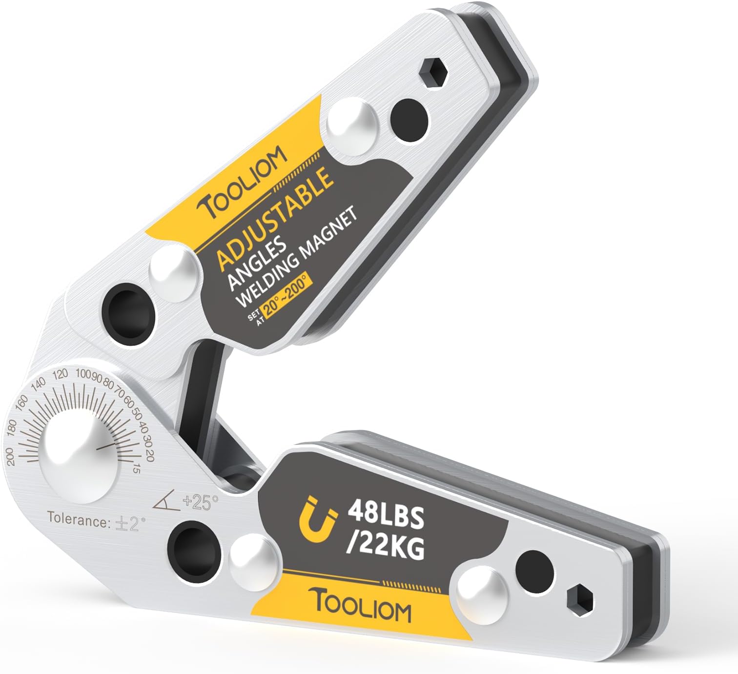 TOOLIOM Adjustable Angle 20°-200° Welding Magnets,Magnetic Pull Force 48 LBs Welding Holder Welding Accessories