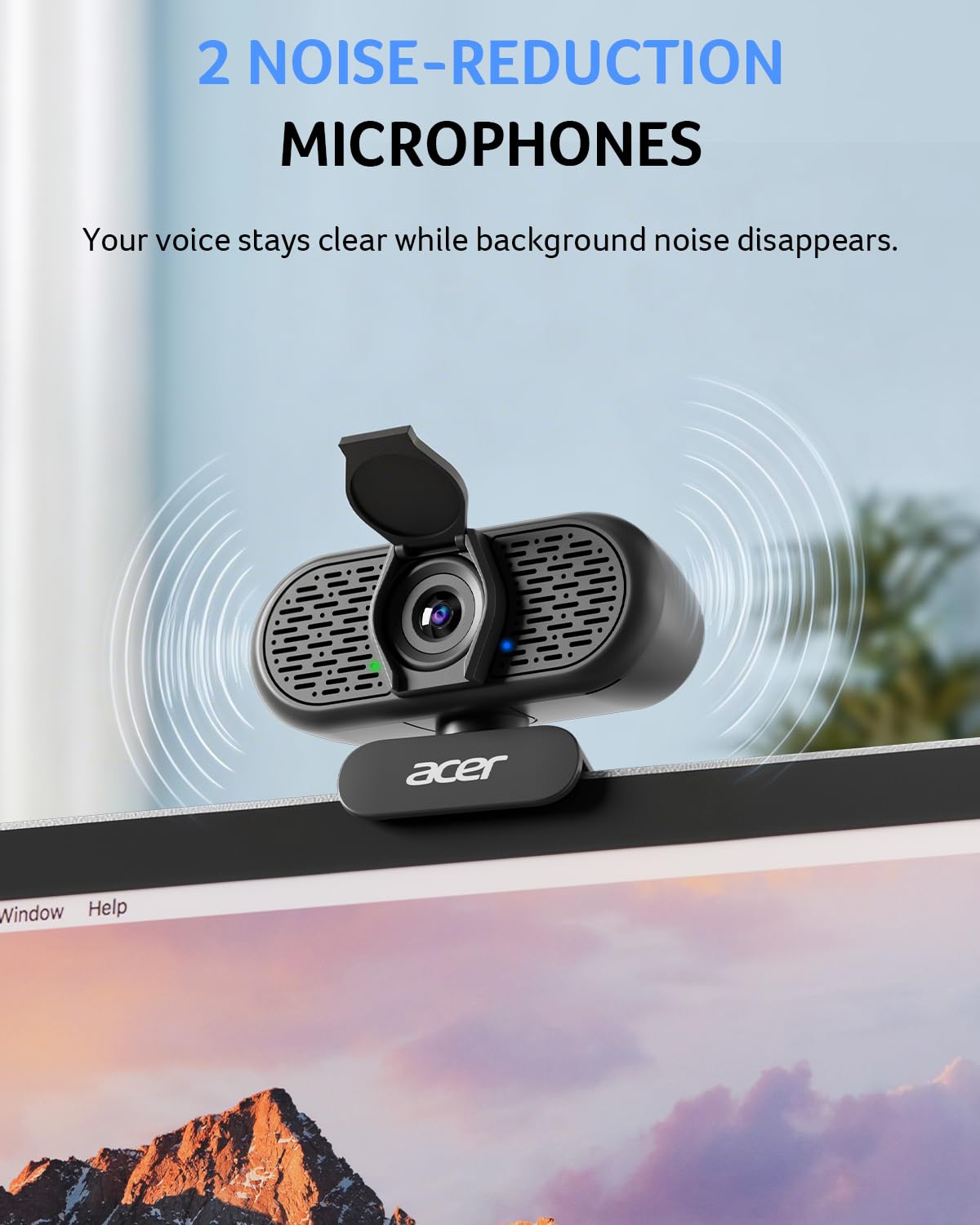 acer Webcam 1080p USB Plug and Play Webcam per PC con cancellazione del rumore Microfoni Computer Camera per desktop Streaming Gaming Riunioni online Grandangolo Privacy Cover Adattatore A-to-C Facile