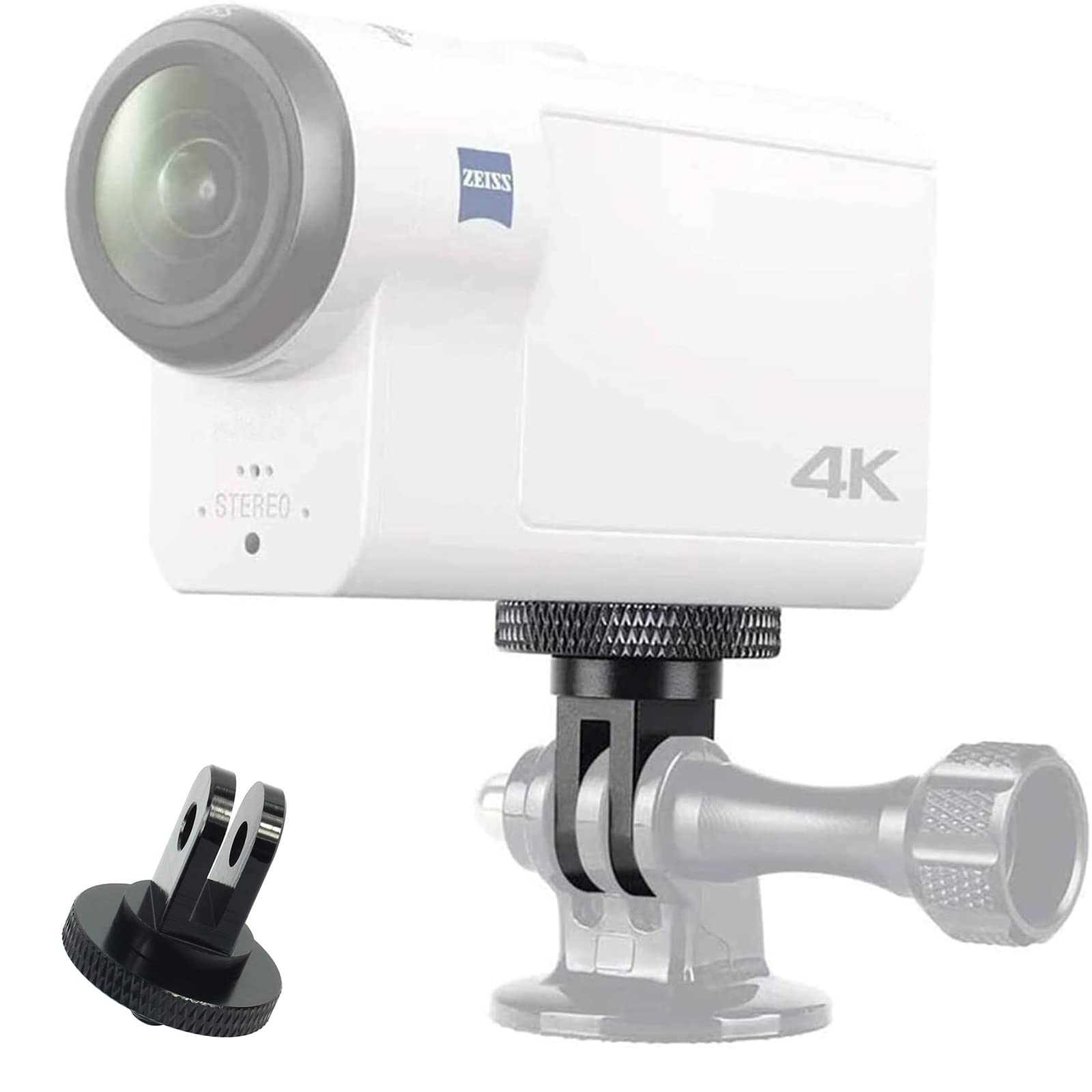 FEICHAO Adattatore montaggio fotocamera a 360 gradi girevole da 1/4  alluminio, compatibile con Gopro Hero 10 9 8 7, Eken, Insta360 One X X2 R Action Camera (nero
