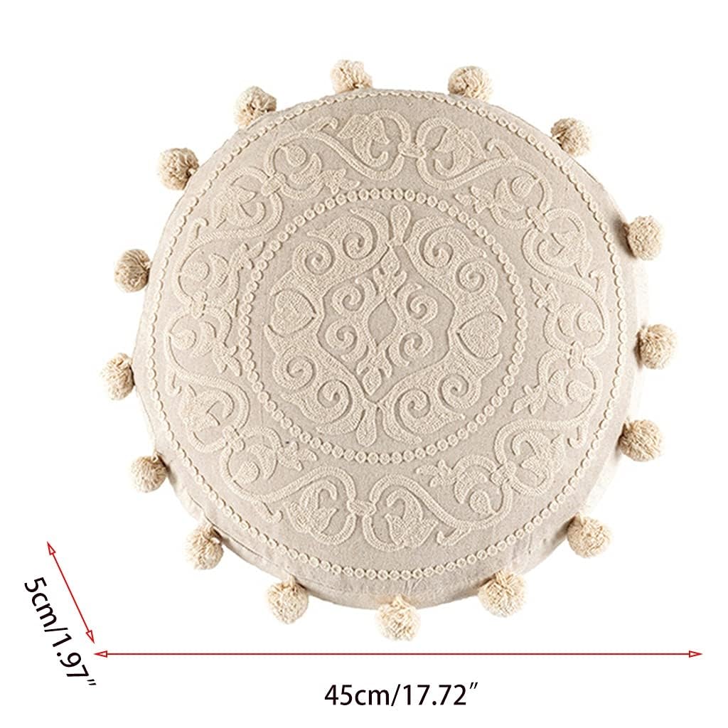 Lamala Ethnische Marokko Stil Runde Hippie Boden Kissen Für Fall Bohemian Multicolor Blumenmuster Stickerei Sitzpouf Kissenbezug Home Dekoration Pouf Abdeckung Runde Makramee