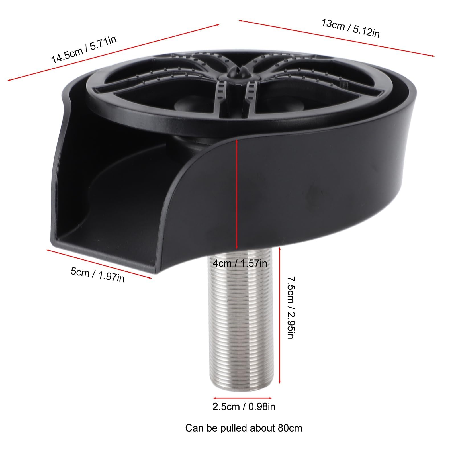 TOPINCN Enjuague automático de vidrio, lavabos para fregadero de cocina, acero inoxidable, limpiador de tazas, accesorio de enjuague para fregadero de cocina (manguera negra tipo 9/16 de EE. UU.)