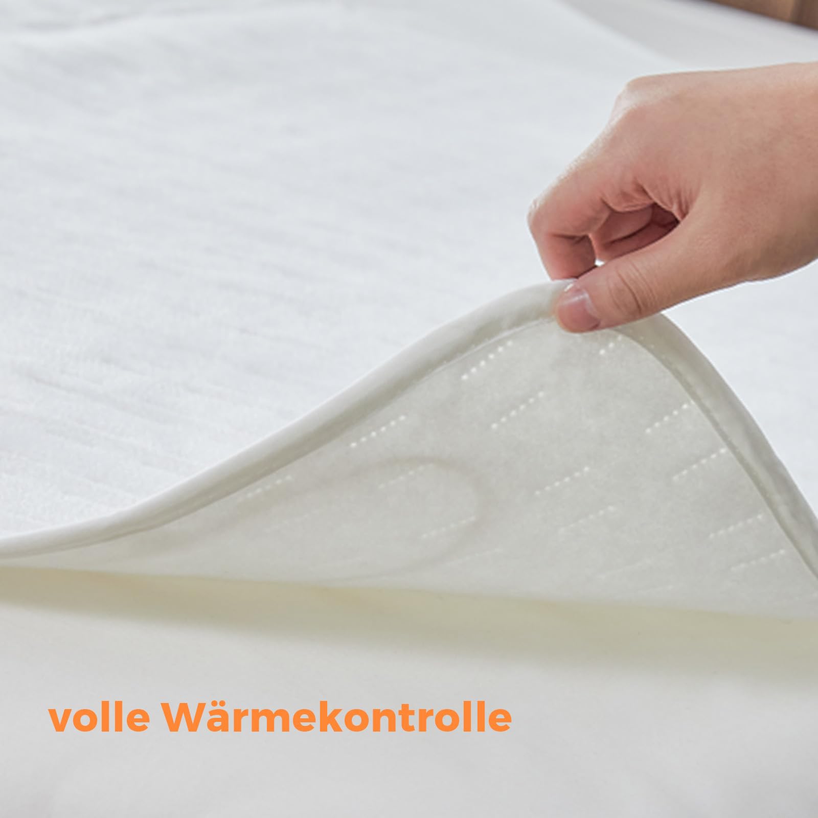 CELESTA Wärmeunterbett 150x80cm, Heizdecke mit 3 Temperaturstufen, LED-Controller & Überhitzungsschutz, maschinenwaschbar & atmungsaktiv, Weiß