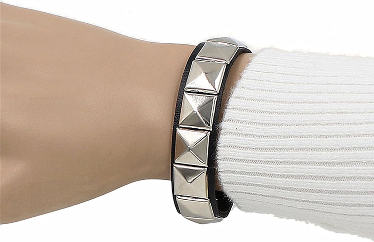 Punk Studded Bracelet Black Leather Rivets Bracelet Adjustable Cuff Bracelet Bangle Punk Jewelry for Men Women Rock Accessories - Image 4