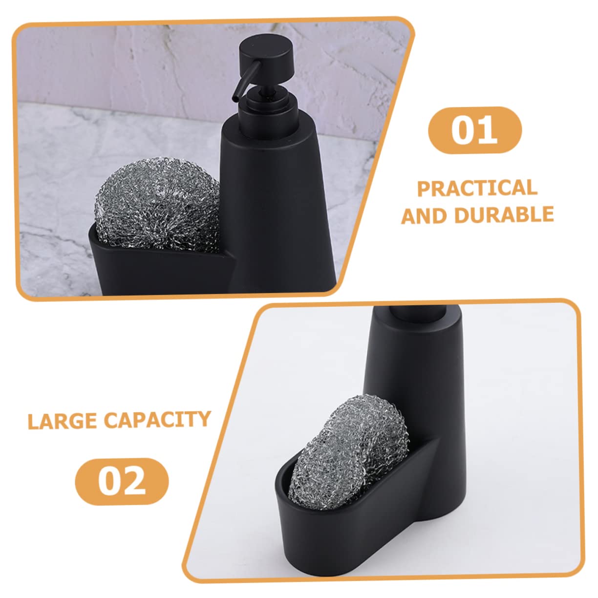 Distributeur De à Vaisselle avec Porte-éponge pour Évier De Cuisine Organiseur De Nettoyage