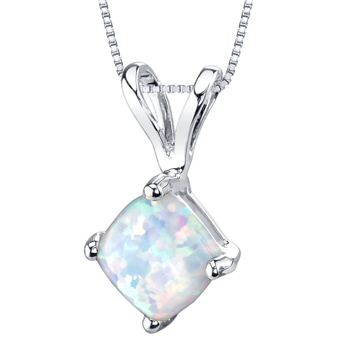 PEORA 14K White Gold Opal Pendant