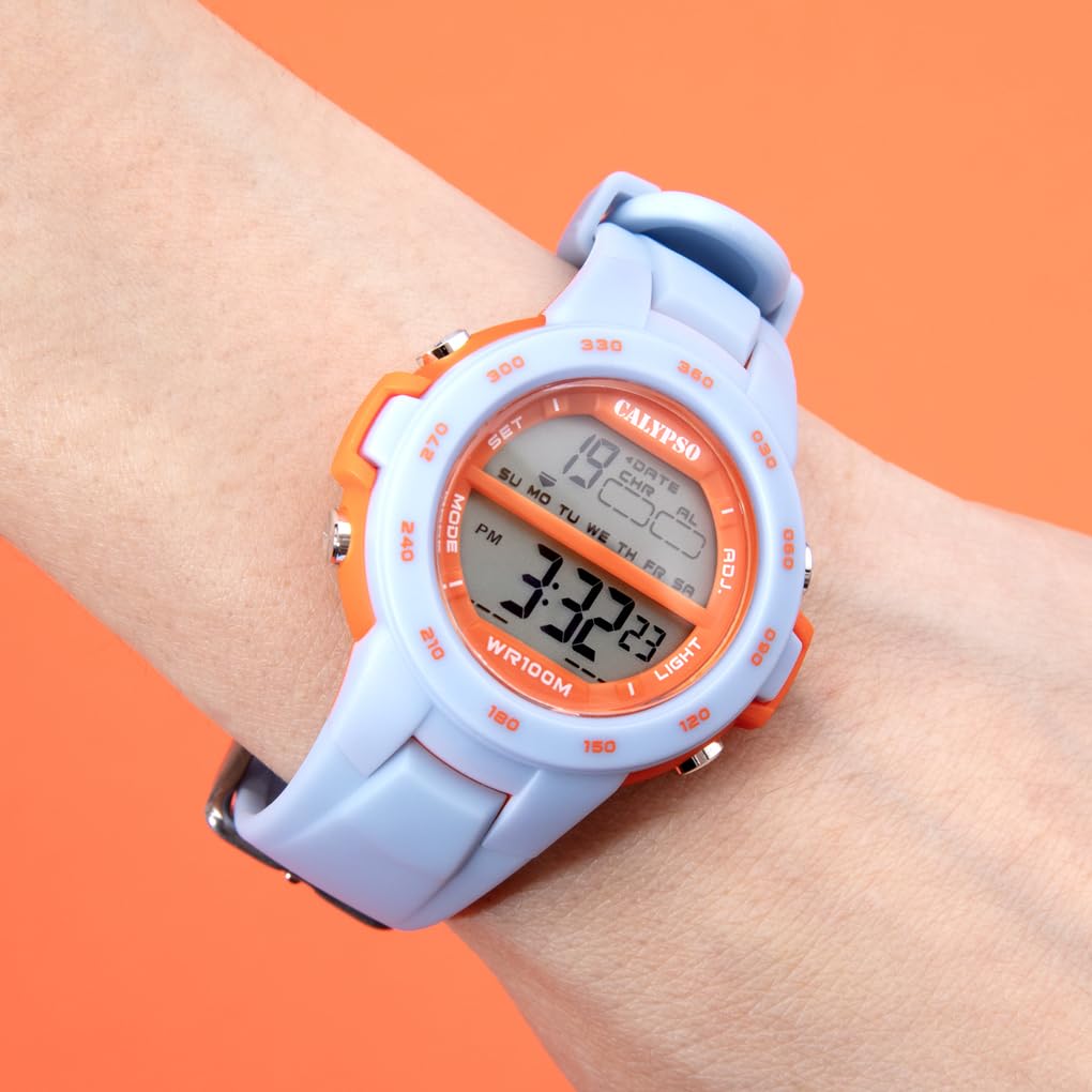 CALYPSO Reloj Digital Infantil Niño Niña de Caucho Azul | Cronógrafo, Calendario, Junior Collection K5850/2