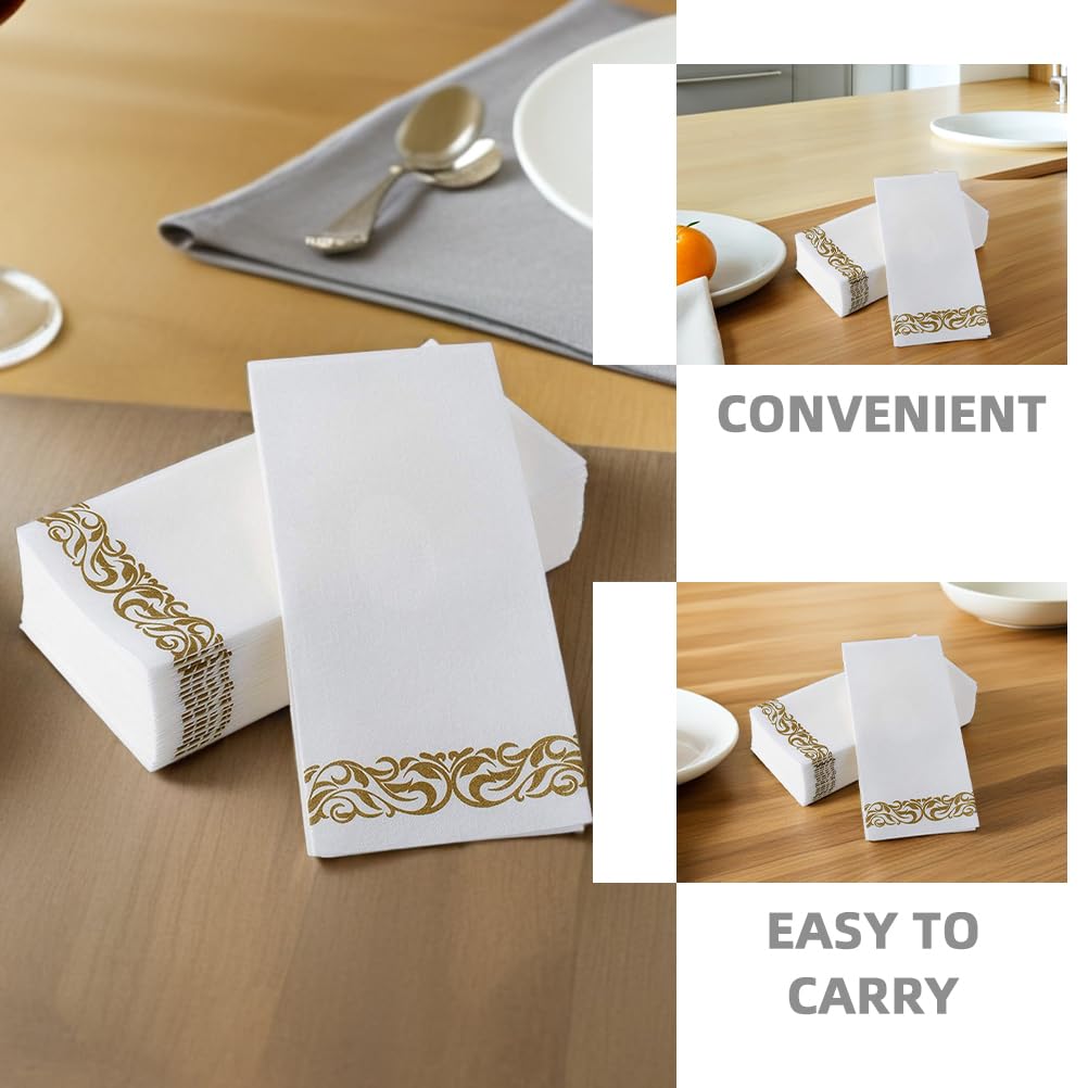 PLAFOPE 75 servilletas desechables: elegantes servilletas de papel de seda con estampado de 6 pliegues de 40 x 30 cm, ideales para bodas, cumpleaños y cenas formales.