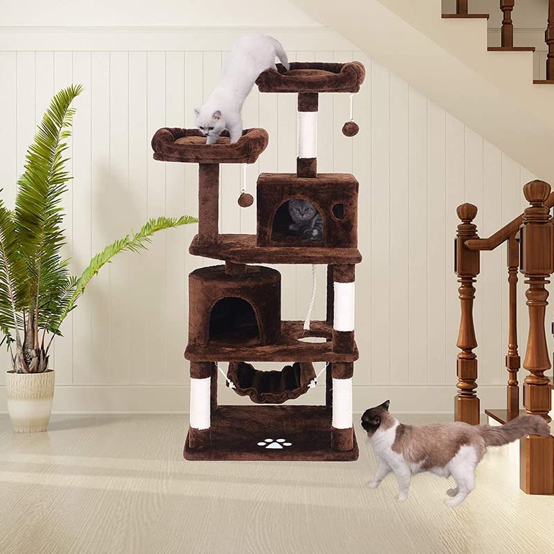 PETSITE Kratzbaum 180 Cm Für Wohnungskatzen – Mehrstufig Mit Höhle, Sisal-Stämmen & Kissen – Modern & Stabil