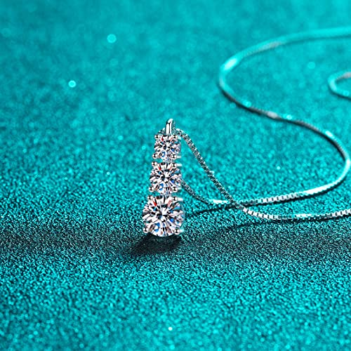 Trendy Moissanite Necklace for Women 1-1.8ct T.W. Dazzling Moissanite Diamond on a Sterling Silver Chain White Gold and Rhodium Plated, Birthday Gifts for Women2