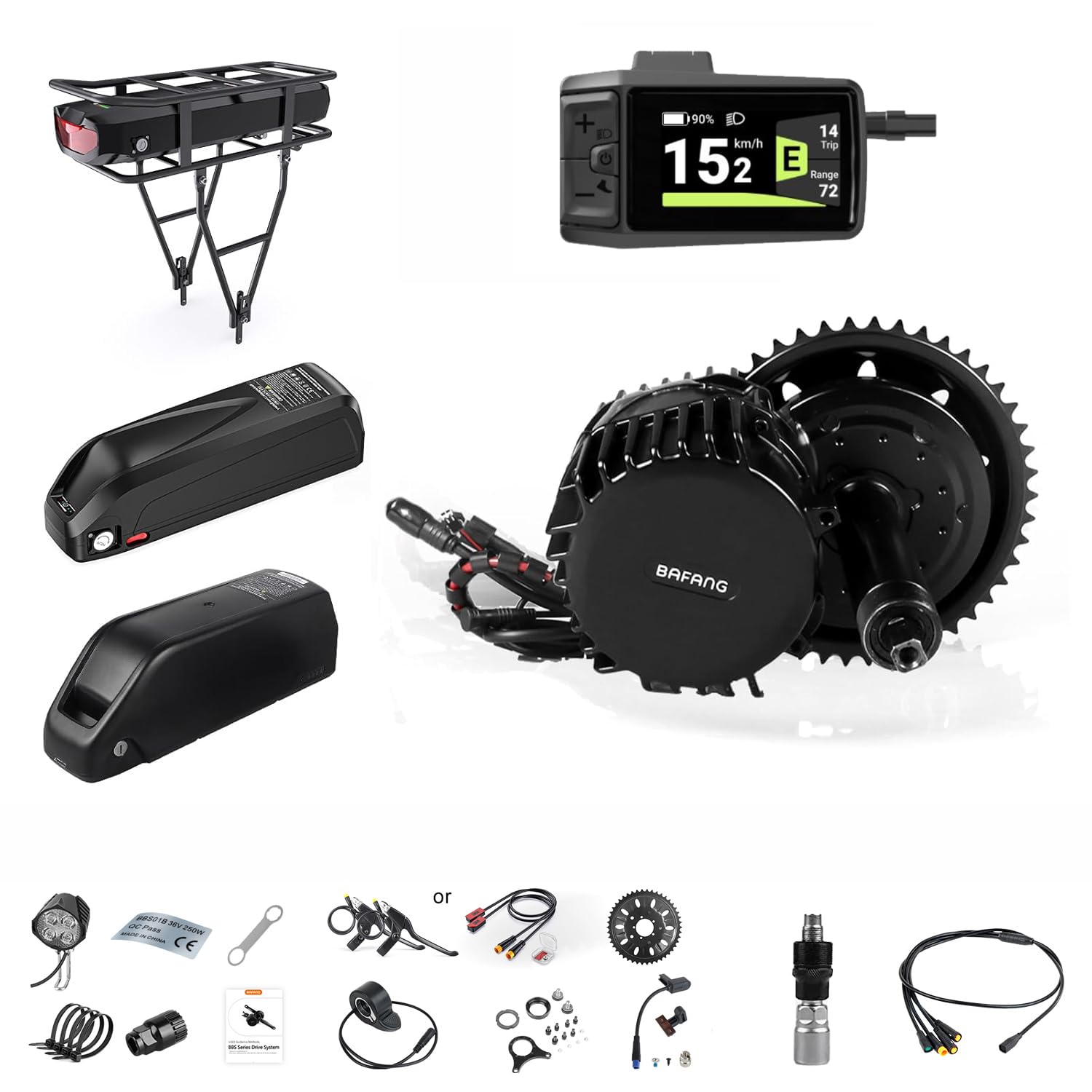 Bafang 1000W Mid Drive Kit with Battery(Optional) :Bafang HD BBS03 Ebike Conversion Kit with Display,48V/52V 8Fun Electric Bike Conversion Kit for