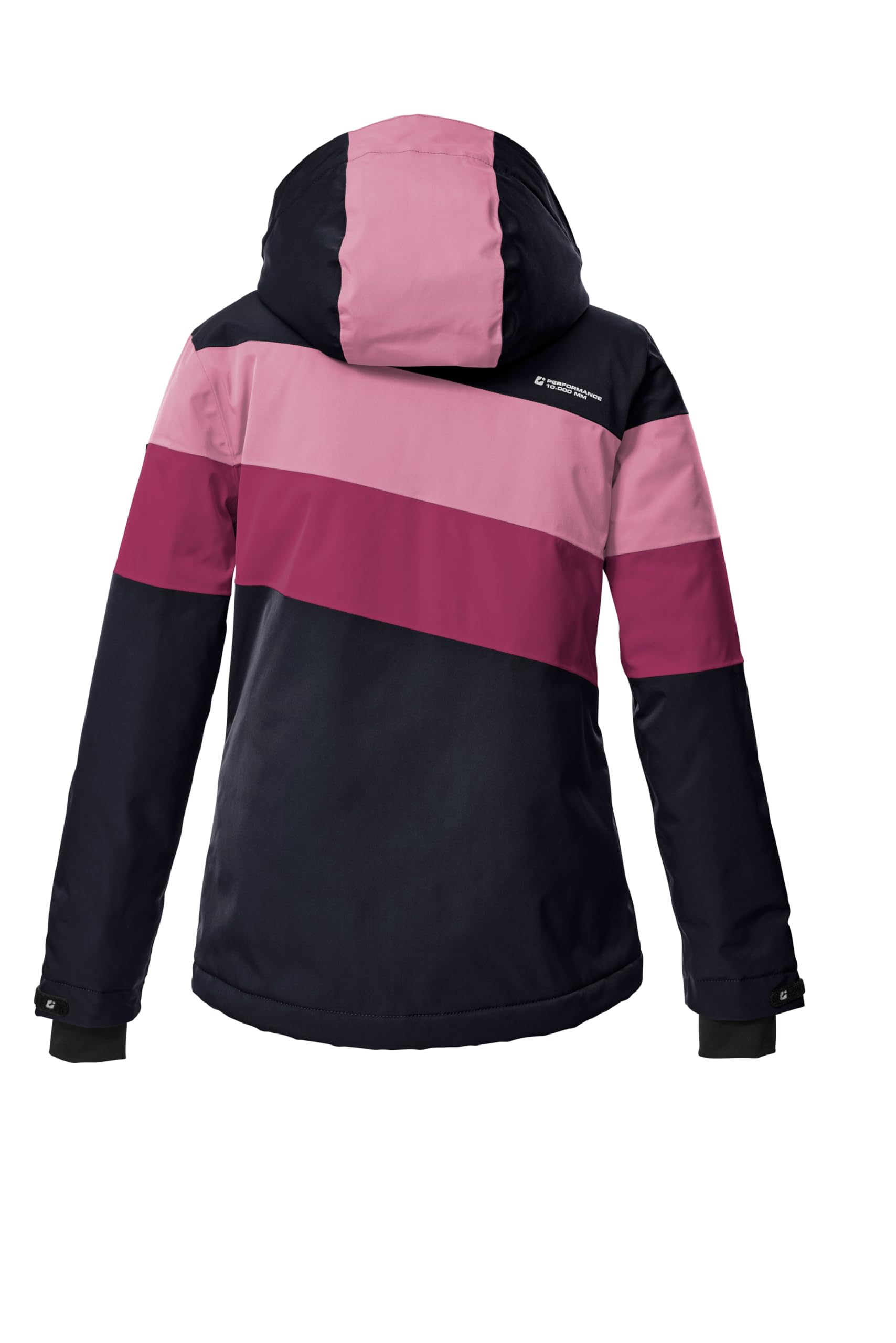 killtec Niñas Chaqueta de esquí/chaqueta funcional con capucha y protección contra la nieve KSW 197 GRLS SKI JCKT, schwarz blau/dunkel himbeere/hell himbeere, 128, 43487-000
