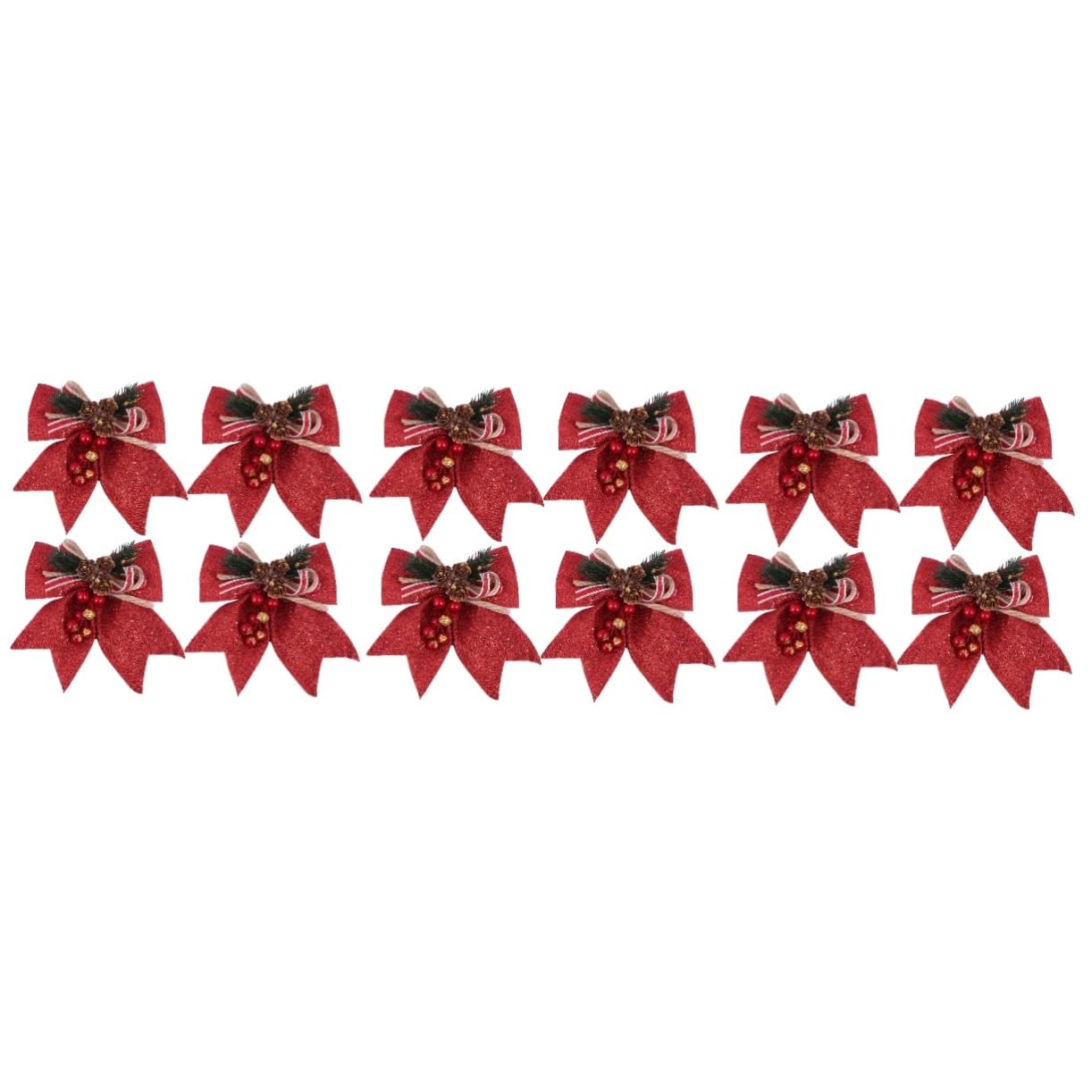 Abaodam 12pezzi Decorazioni Natalizie con Fiocchi Glitterati per Albero di Natale Addobbi Festivi Materiale di qualità per Atmosfere Incantevoli