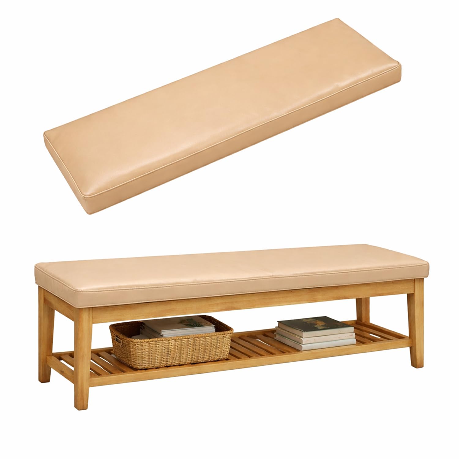 Pianka High De 50D ławka na zewnątrz, antypoślizgowa podstawa, zdejmowana pokrywa, khaki, 100 x 50 x 5 cm, idealna na taras i werandę