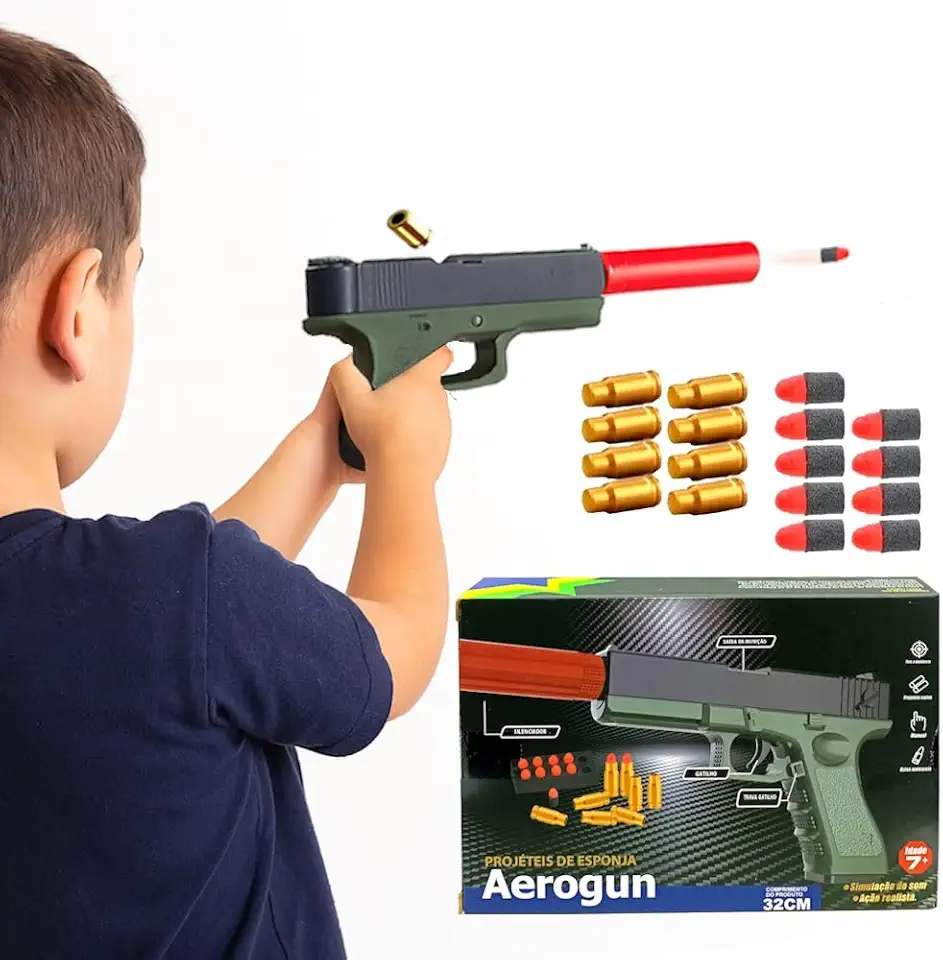Pistola de Brinquedo Lançador de Dardos e Projeteis Infantil Super Gloc k