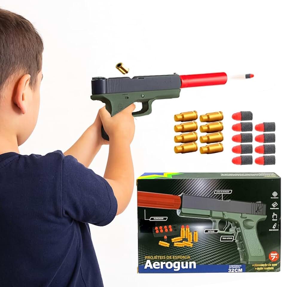 Pistola de Brinquedo Lançador de Dardos e Projeteis Infantil Super Gloc k