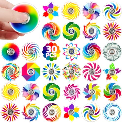 SCIONE Lot de 30 Mini Fidget Spinners pour Enfants – Fidget Spinners Arc-en-Ciel en Gros, Idéals pour Lots de Passe-Passe, Cadeaux d'anniversaire,...