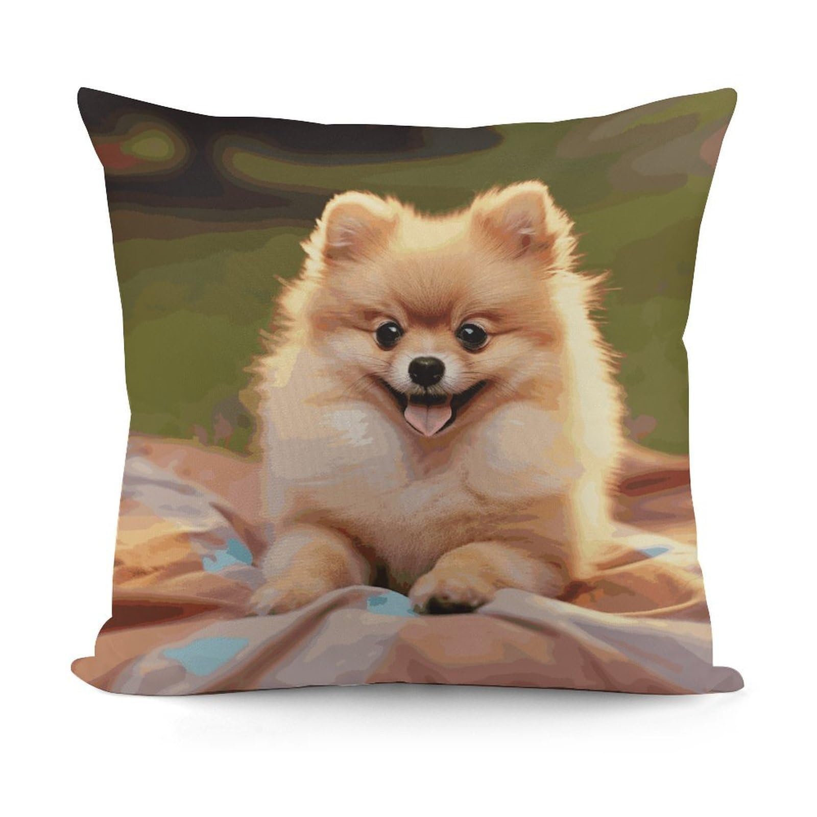 LZQPOEAS Short-haired Pomeranian Throw Pillow Cover 18x18 in Breathable Square Pillow Case Cozy Soft Pillowcase Protector Fashion Modern Couch Cushion Case for Living Room Bed Sofa Decor