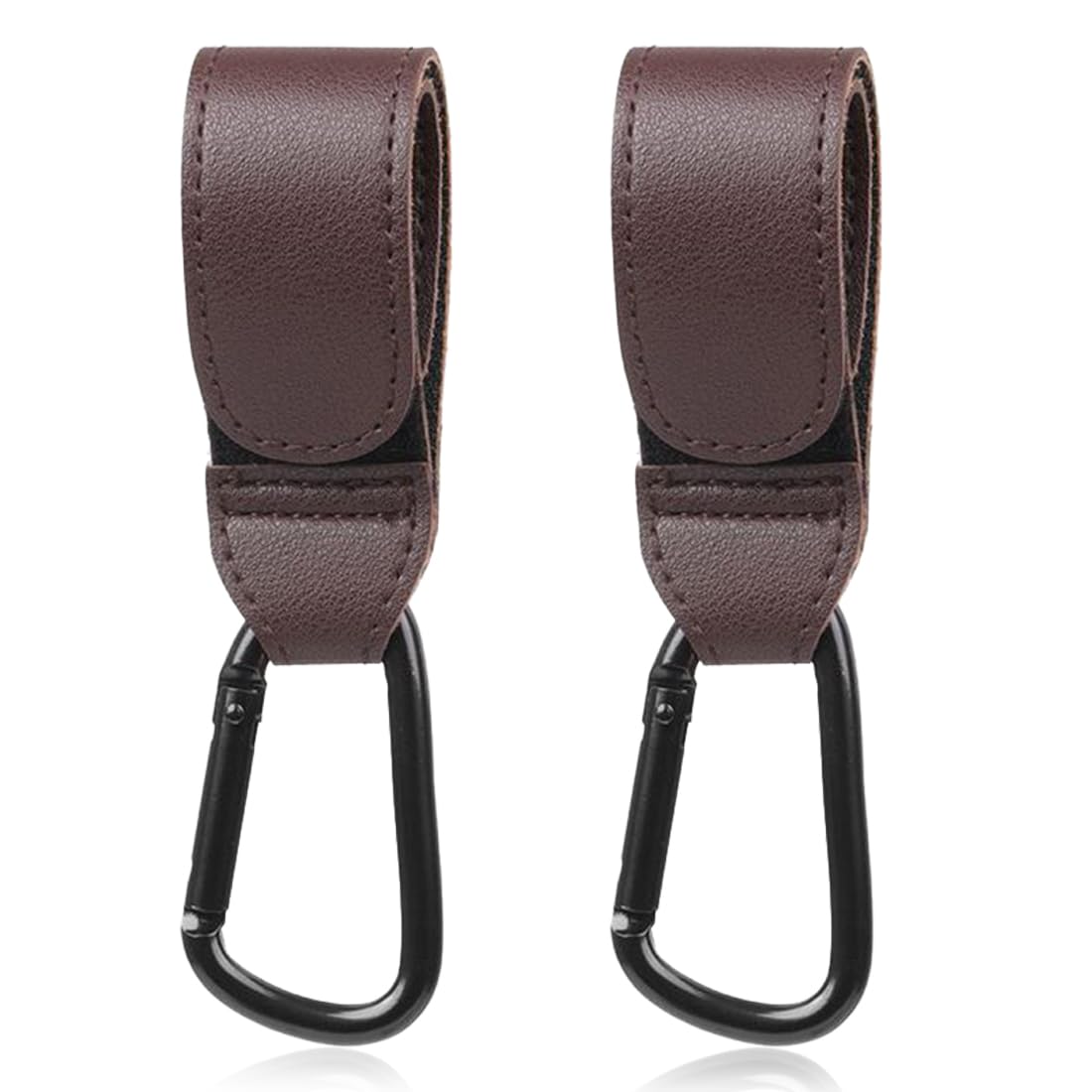 WeddHuis 2 Pcs Kinderwagen Haken Clips Leder Kinderwagen Taschenhalter Kinderwagenhaken für taschen Befestigen Sie Ihre Einkaufstüten Taschen sicher am Kinderwagen Universale Passform