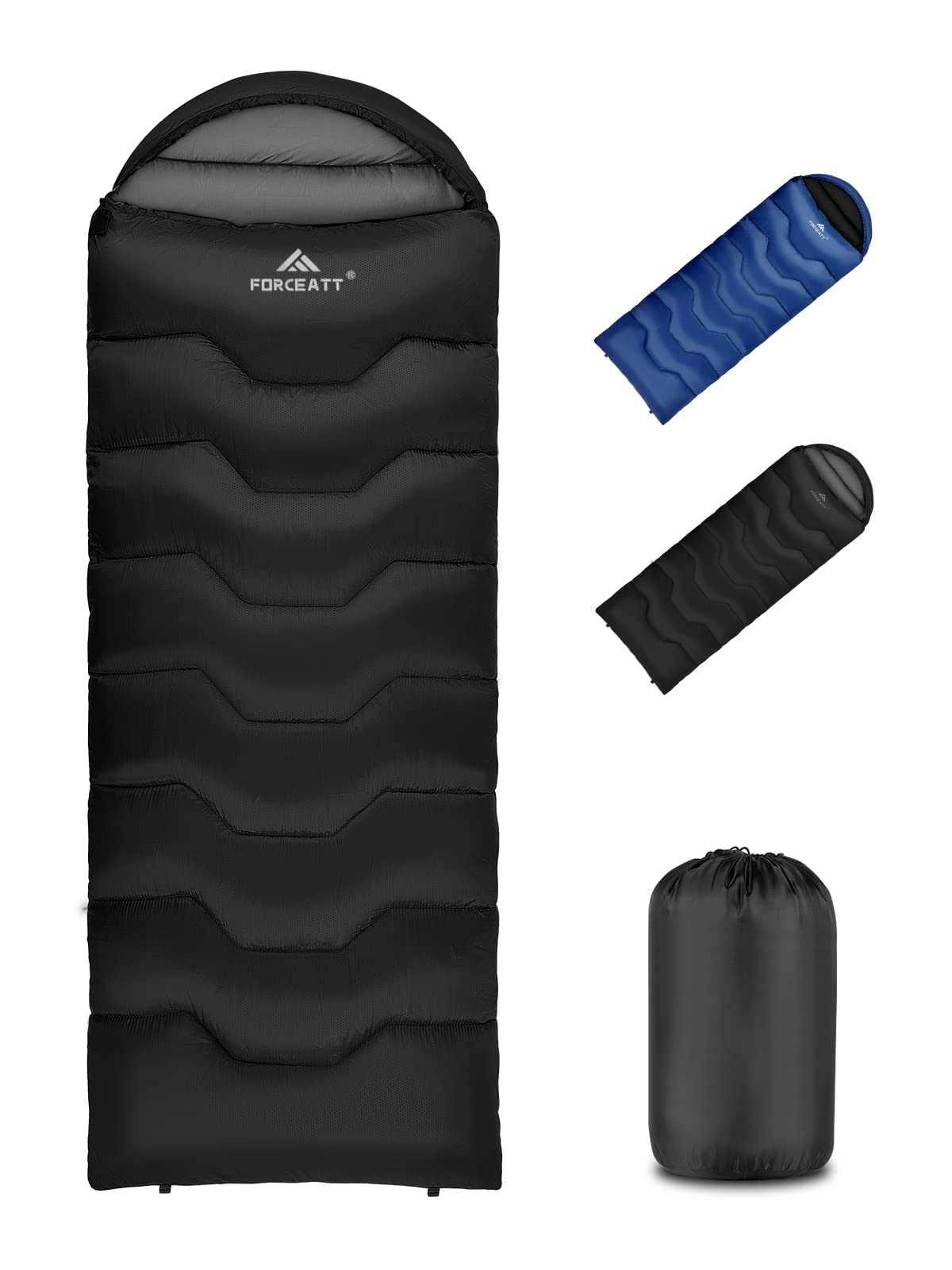 Forceatt Saco de Dormir para Adultos (210x80CM) -7~20°C Saco de Dormir Compacto 4 Estaciones, Saco de Dormir Invierno a Prueba de Agua y Desgarros,Lgrande para Camping y Senderismo.