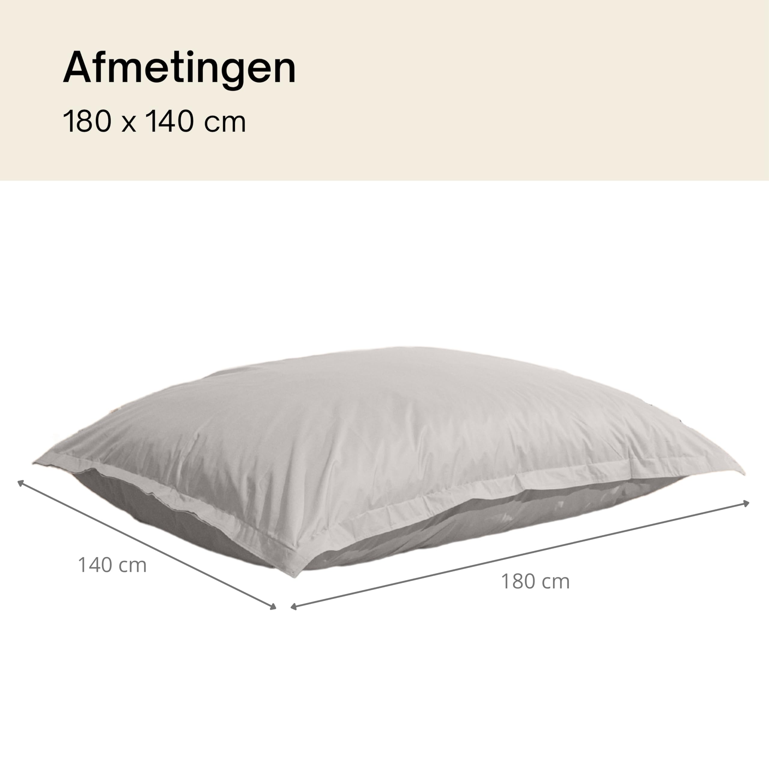 Bananair Pouf Extérieur Imperméable Géant - Confortable, Polyvalent, Anti-UV, Déhoussable - Pouf XXL de Jardin - Gros Coussin Extérieur Garni de Mousse - 180 x 140 cm - Gris Clair