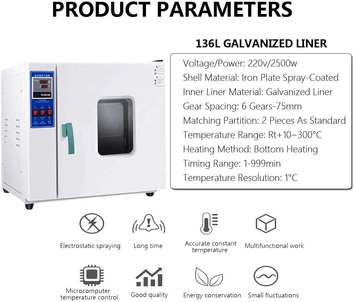 Horno de Secado de Laboratorio, Horno de Secado al vacío, 16L, 40L, 70L, 136L Horno de Secado y Calentamiento de Laboratorio con manómetro de vacío y Controlador Digital (16L)
