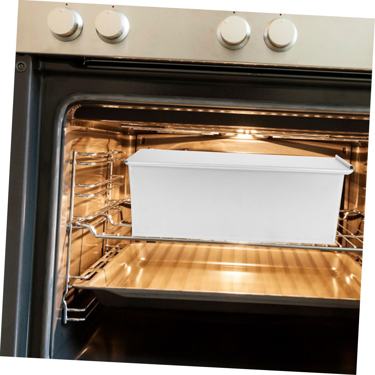 Molde para Tostadas con Tapa de Aleación de Aluminio Plata | Gran Capacidad, Antiadherente Calor Rápido, Calentamiento Uniforme, Uso en Cocina y Repostería