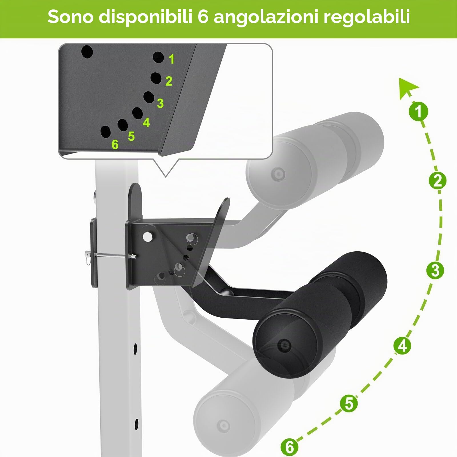 Kipika Nordic Hamstring Curl Squat Rack Attacco per Power Rack con foro da 5/8" o 2,5 cm – Attacco regolabile per tenere premuto le gambe con superficie in pelle di alta qualità – per la massima