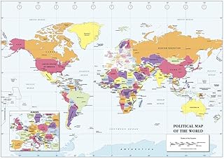 Cosmographics: Color Blind Friendly Political Wall Map of the World - Small - 22.25" x 15.75" - Rolled Canvas