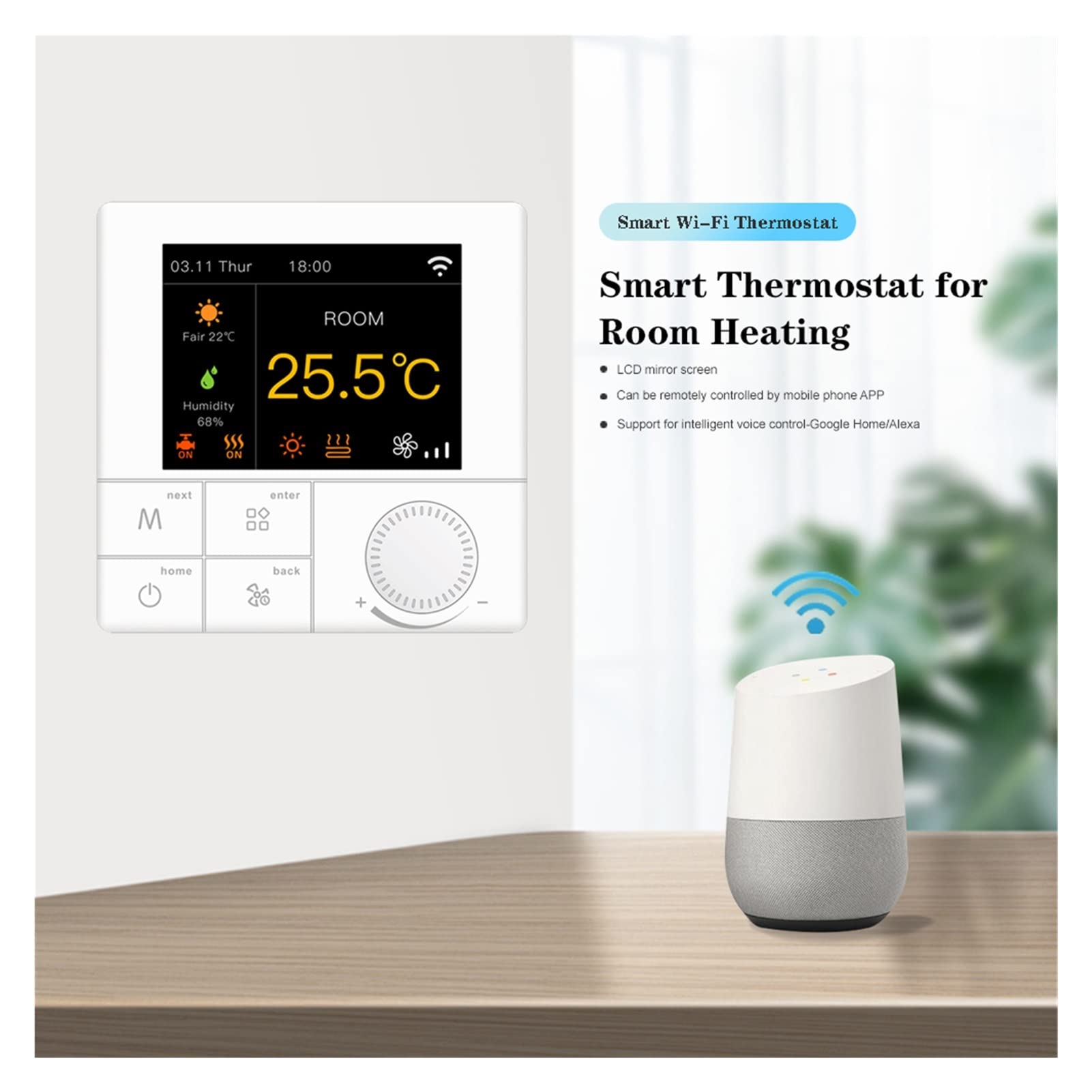 Czujnik termometru, Smart WIFI Termostat Regulator temperatury wody Elektryczny Kocioł gazowy Kompatybilny z Tuya Aplikacja(Water Heating)