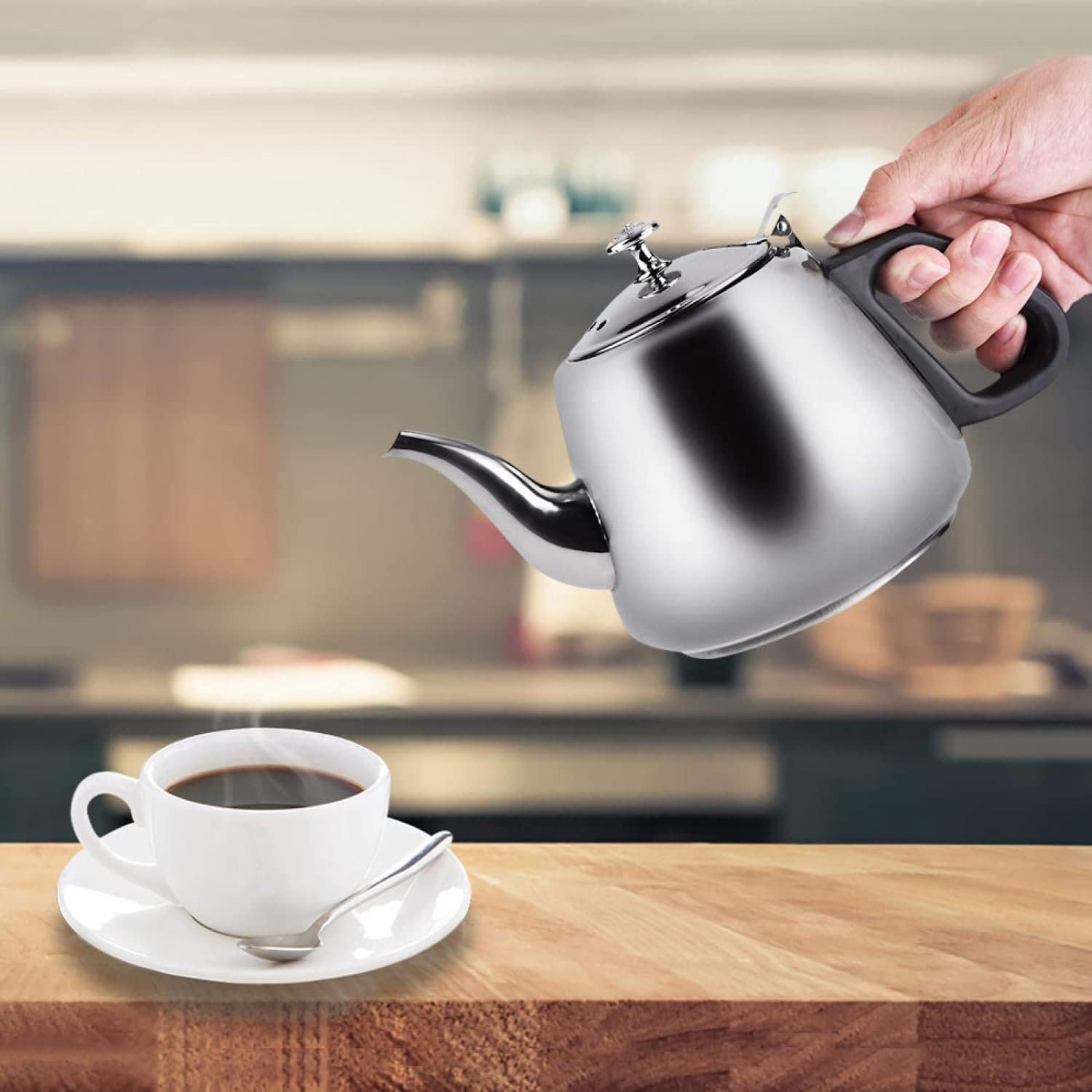 1.5L/2L czajniczek do kuchenki ze stali nierdzewnej, herbata liściasta dzbanek do kawy Teaware czajnik z gorącą wodą z filtrem wymienny zaparzacz kuchenka górna czajniki do herbaty (2L)