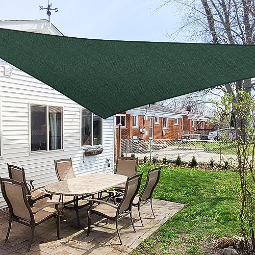 Windscreen4less 16' x 16' x 16' Sun Shade Sail Triangle Outdoor Canopy Cover UV Block for Backyard Porch Pergola Deck Garden Patio (Green)