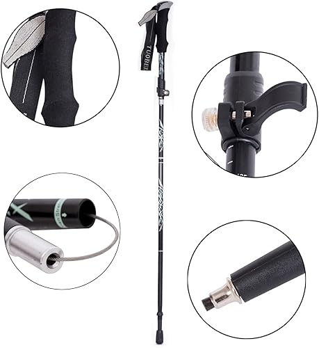 Miniatura 2 de ThreeH Paquete de 2 bastones de senderismo plegables, ligeros, plegables, ajustables, para senderismo, camping, viajes