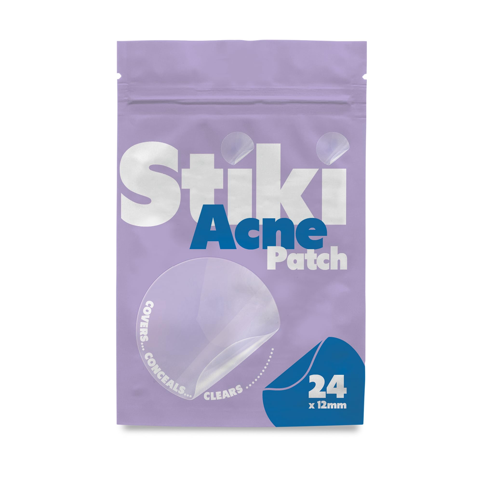 Stiki Acne Patches (24 Pack) – 12mm Hydrocolloid Pimple Patches for Spots & Blemishes, Invisible Acne Spot for Day & Night Use