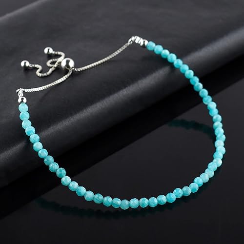 Miniatura 3 de OdrillionGems Natural Yaxaite Gemstones Bolo Bracelet 925 Sterling Silver Faceted Rounds Beads Handmade Minimalist Jewelry Healing Crystals