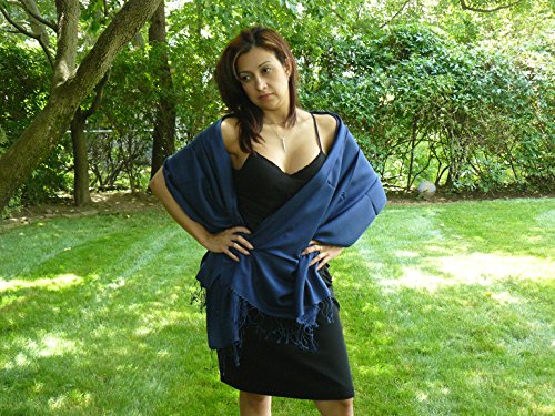 Pashmina Shawl/Scarf (Pure Pashmina- 3 Ply) From Cashmere Pashmina Group Inky Navy) #TOP1