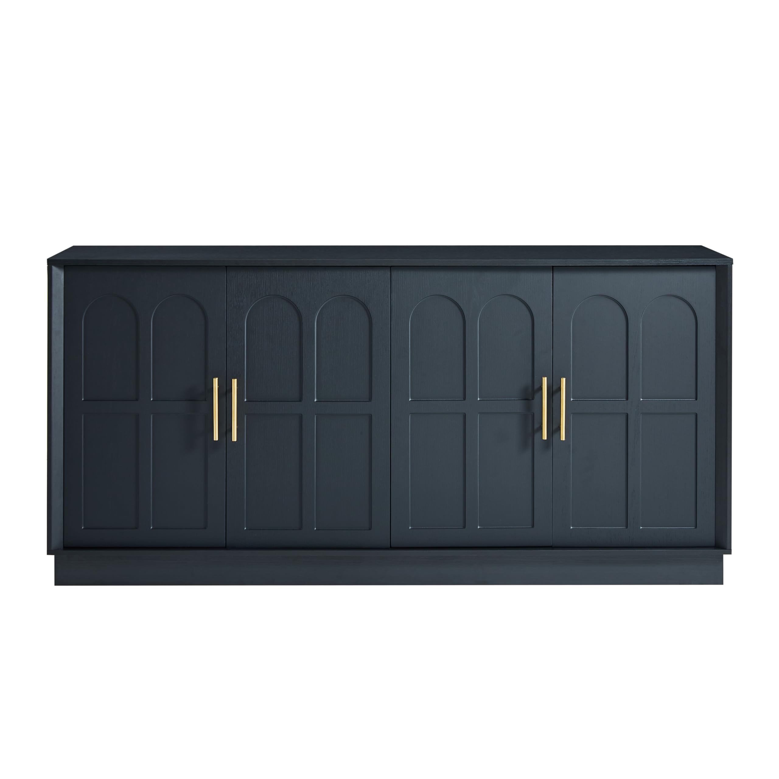 BTM Extra großes Sideboard mit Stauraum, Moderne Vitrine gewölbter Front, 169 cm Langer TV-Schrank, geeignet für Wohnzimmer/Küche/Esszimmer/Flur, schwarz,169x40x80cm
