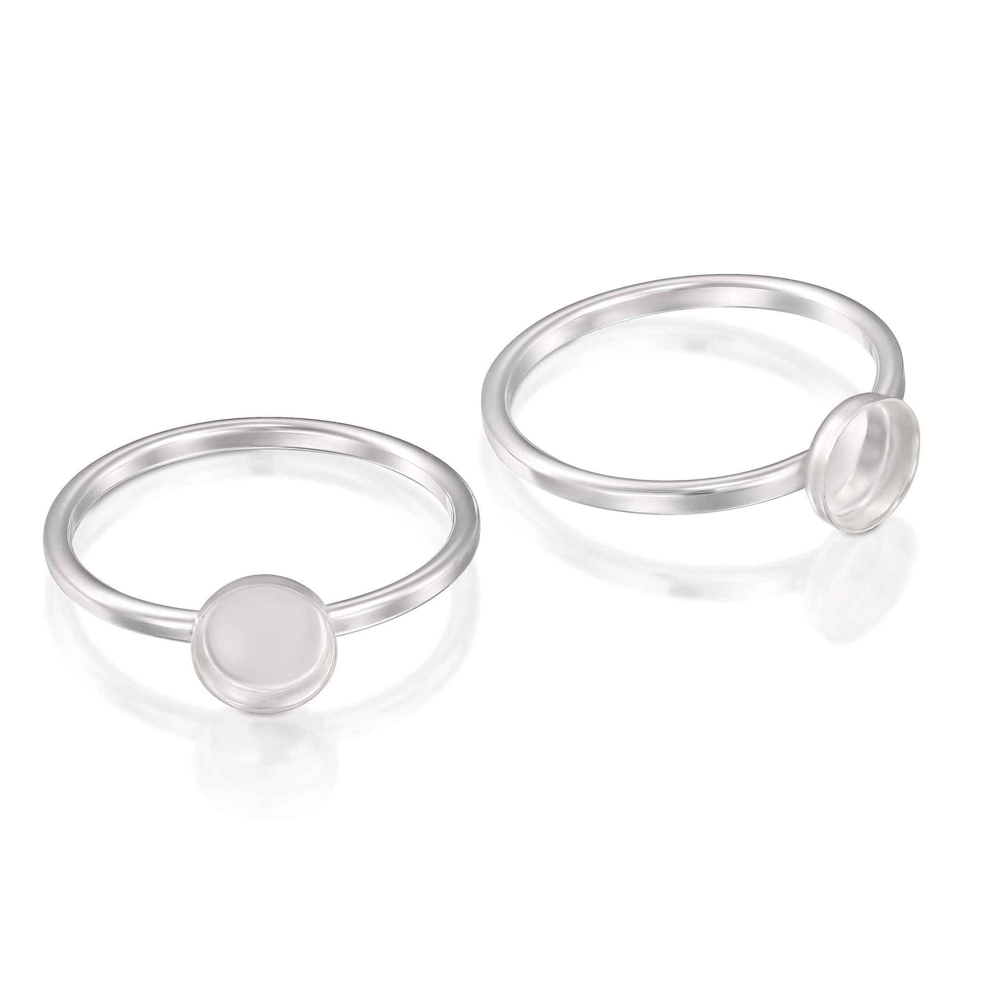 Stera Jewelry2 Pcs Sterling Silver Ring Base - Size 8 - Ring Blanks and Settings for Jewelry Crafts