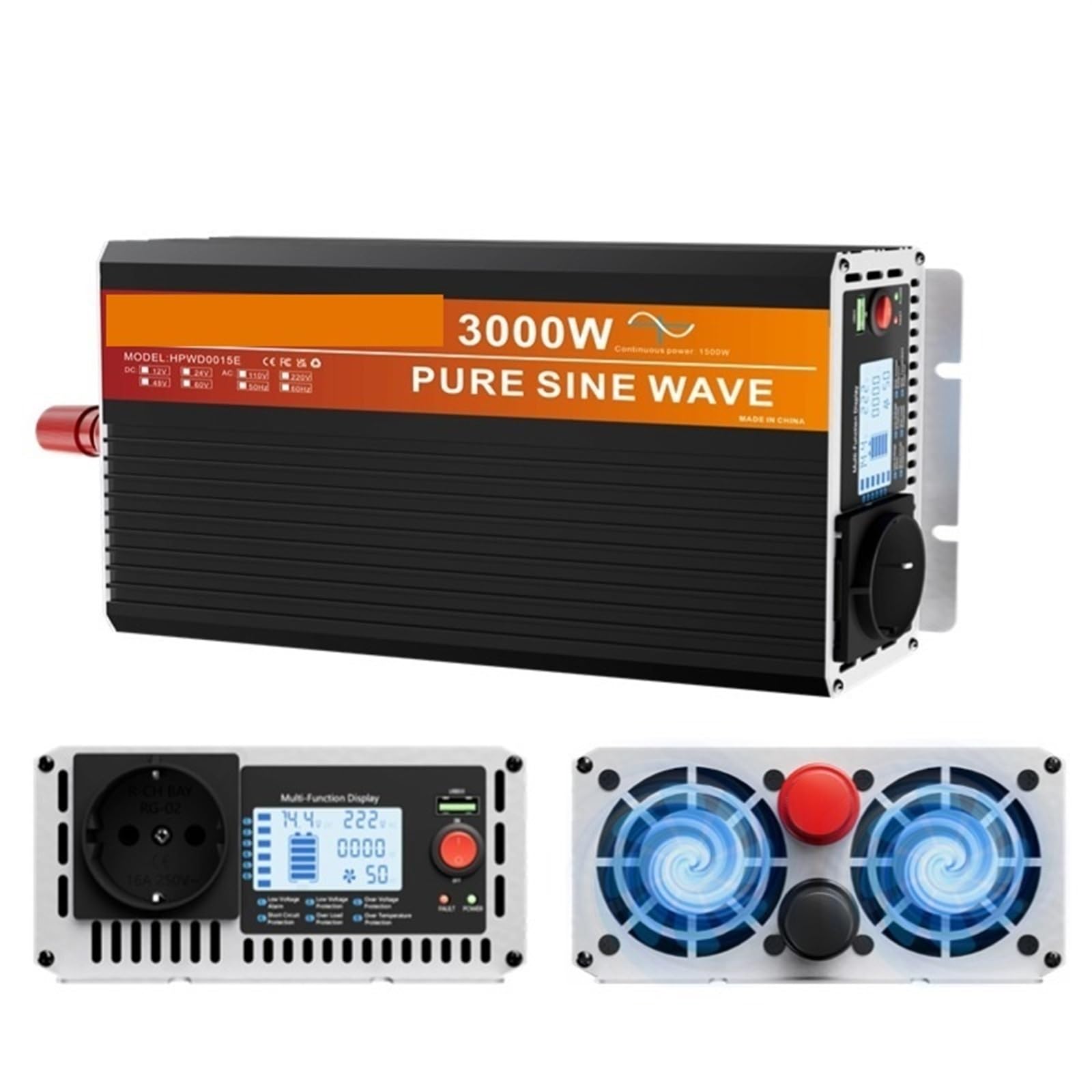 Inversor de Potencia, Inversor 4000 W Inversor Con CA A CC Senoidal Pura Senoidal Pura(3000W,48V)